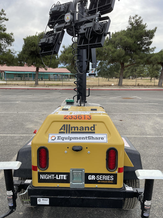 2022 Allmand NLV3GR (4) LED Light Fixture 350W, 23' Vertical Mast, 3kW Prime, Towable, Deep Sea L401, Leveling Jacks, Yanmar T4F 5.8hp