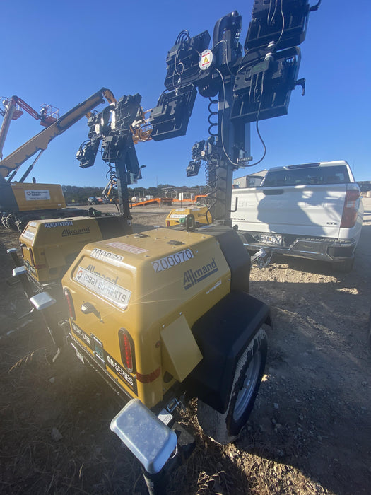 2022 Allmand NLV3GR (4) LED Light Fixture 350W, 23' Vertical Mast, 3kW Prime, Towable, Deep Sea L401, Leveling Jacks, Yanmar T4F 5.8hp