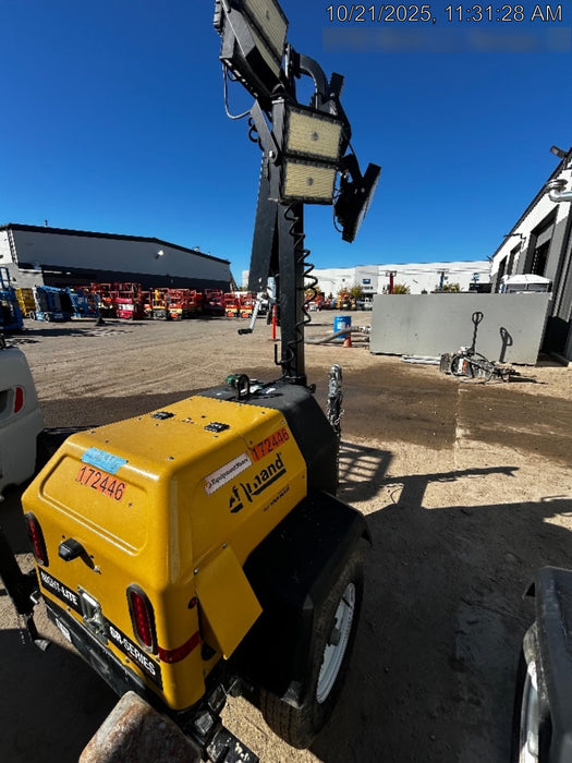 2021 Allmand NLV3GR (4) LED Light Fixture 350W, 23' Vertical Mast, 3kW Prime, Towable, Deep Sea L401, Leveling Jacks, Yanmar T4F 5.8hp