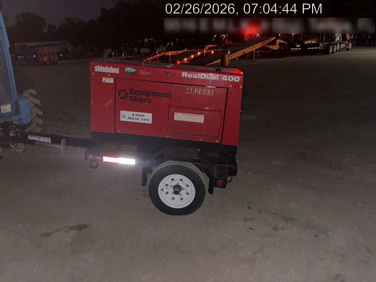 2024 Shindaiwa DGW400DML Kubota D902 Engine, 23 HP, Dual Op Welder, Wire, Arc, Droop Stick, Tig, and CC Stick Functionality, Simulphase, 3 Phase and 1 Phase Gen Output, Single Axle NB Trlr, Slr Trckl Chrg 12V 12W, Fire Ext, T3