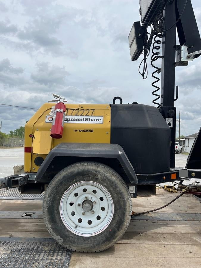 2021 Allmand NLV3GR (4) LED Light Fixture 350W, 23' Vertical Mast, 3kW Prime, Towable, Deep Sea L401, Leveling Jacks, Yanmar T4F 5.8hp