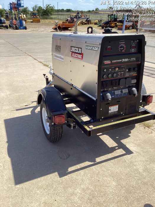 2019 Lincoln Electric Vantage 322 Ready-Pak 3, Two Wheel Trailer, Fender and Light Kit, Cable Rack