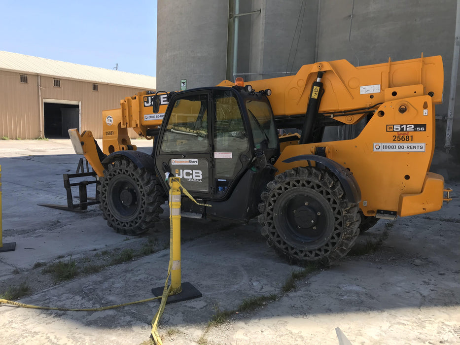 2019 JCB 512-56 109 HP w/CAB/HVAC, Beacon, Aux Hydraulics, Worklights, Solid Tires