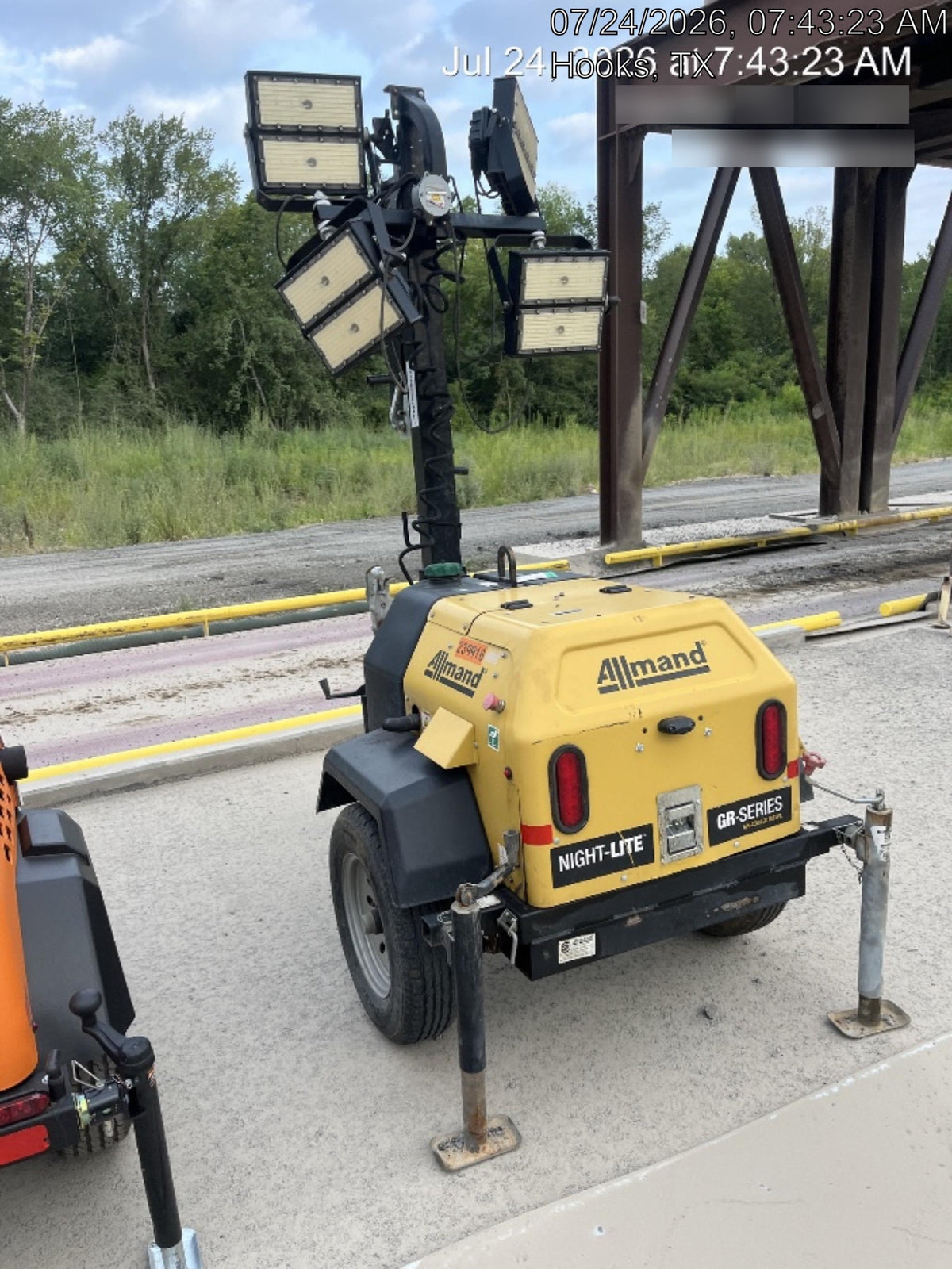2022 Allmand NLV3GR (4) LED Light Fixture 350W, 23' Vertical Mast, 3kW Prime, Towable, Deep Sea L401, Leveling Jacks, Yanmar T4F 5.8hp