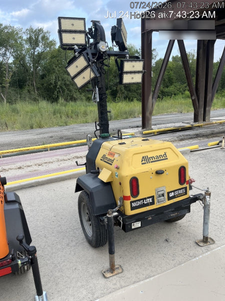 2022 Allmand NLV3GR (4) LED Light Fixture 350W, 23' Vertical Mast, 3kW Prime, Towable, Deep Sea L401, Leveling Jacks, Yanmar T4F 5.8hp