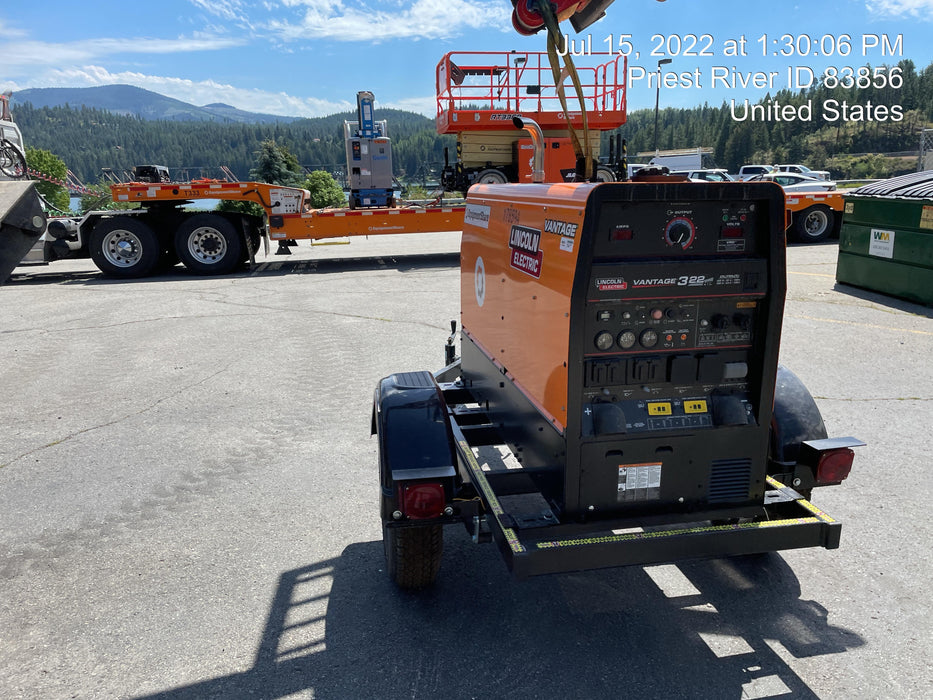 2021 Lincoln Electric Vantage 322 Vantage 322 Ready Pak 3 w/ Decals, ORANGE (includes trailer, cable rack, fender light kit) NO Telematics