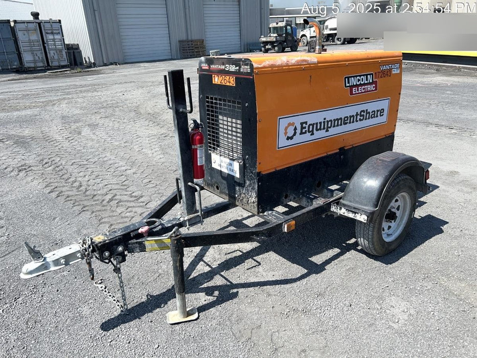 2021 Lincoln Electric Vantage 322 Vantage 322 Ready Pak 3 w/ Decals, ORANGE (includes trailer, cable rack, fender light kit) NO Telematics