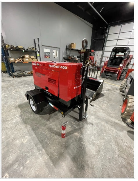2023 Shindaiwa DGW400MDL Kubota D902 Engine, 23 HP, Dual Op Welder, Wire, Arc, Droop Stick, Tig, and CC Stick Functionality, Simulphase, 3 Phase and 1 Phase Gen Output, Single Axle NB Trlr, Slr Trckl Chrg 12V 12W, Fire Ext, T3