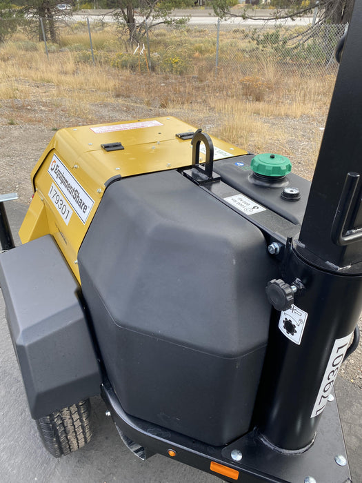 Allmand NLV3GR (4) LED Light Fixture 350W, 23' Vertical Mast, 3kW Prime, Towable, Deep Sea L401, Leveling Jacks, Yanmar T4F 5.8hp