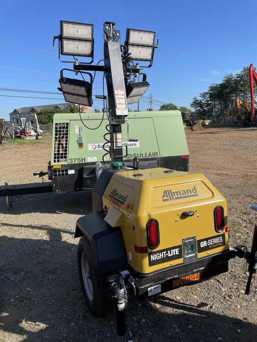 2022 Allmand NLV3GR (4) LED Light Fixture 350W, 23' Vertical Mast, 3kW Prime, Towable, Deep Sea L401, Leveling Jacks, Yanmar T4F 5.8hp