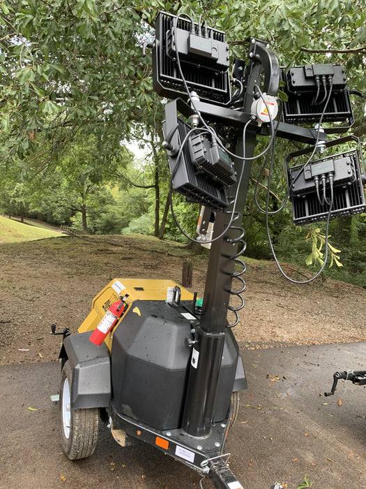 2021 Allmand NLV3GR (4) LED Light Fixture 350W, 23' Vertical Mast, 3kW Prime, Towable, Deep Sea L401, Leveling Jacks, Yanmar T4F 5.8hp