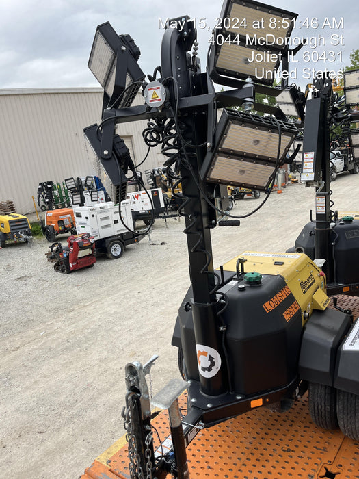 2022 Allmand NLV3GR (4) LED Light Fixture 350W, 23' Vertical Mast, 3kW Prime, Towable, ES Decals, T3