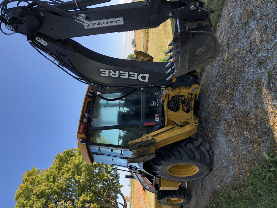 2020 John Deere 410L - Extendable Stick Cab/Heat/Air, 4WD, Extendable Stick, Pilot Controls, 2 Way Hydraulics, TAG Manual QC