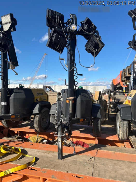 2022 Allmand NLV3GR (4) LED Light Fixture 350W, 23' Vertical Mast, 3kW Prime, Towable, ES Decals, T3