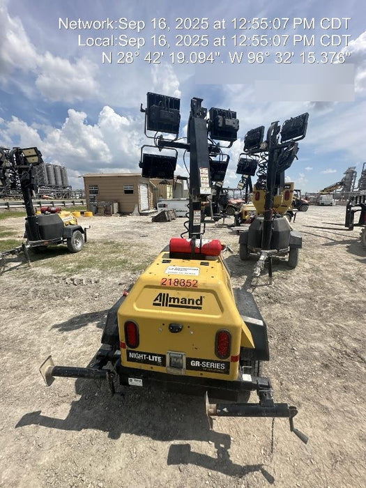 2022 Allmand NLV3GR (4) LED Light Fixture 350W, 23' Vertical Mast, 3kW Prime, Towable, Deep Sea L401, Leveling Jacks, Yanmar T4F 5.8hp