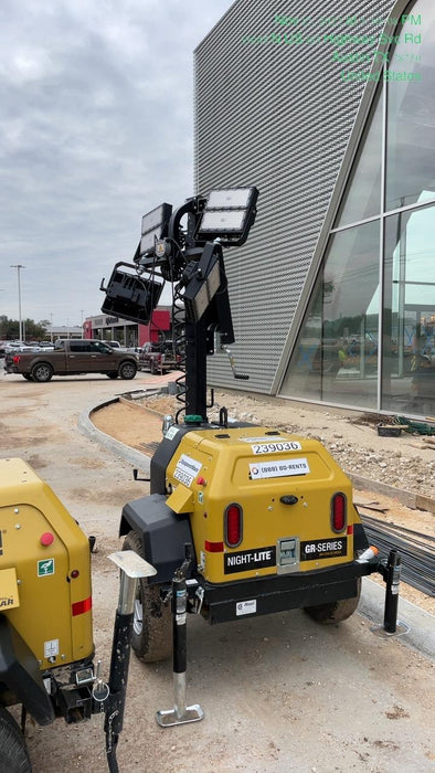 2022 Allmand NLV3GR (4) LED Light Fixture 350W, 23' Vertical Mast, 3kW Prime, Towable, Deep Sea L401, Leveling Jacks, Yanmar T4F 5.8hp