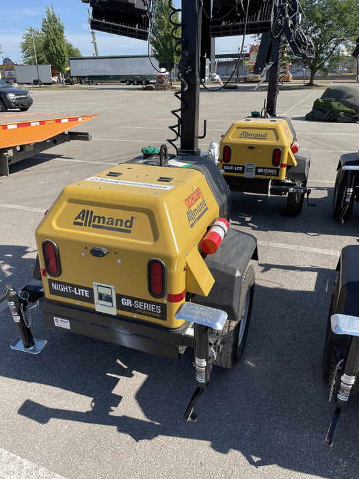 2022 Allmand NLV3GR (4) LED Light Fixture 350W, 23' Vertical Mast, 3kW Prime, Towable, Deep Sea L401, Leveling Jacks, Yanmar T4F 5.8hp