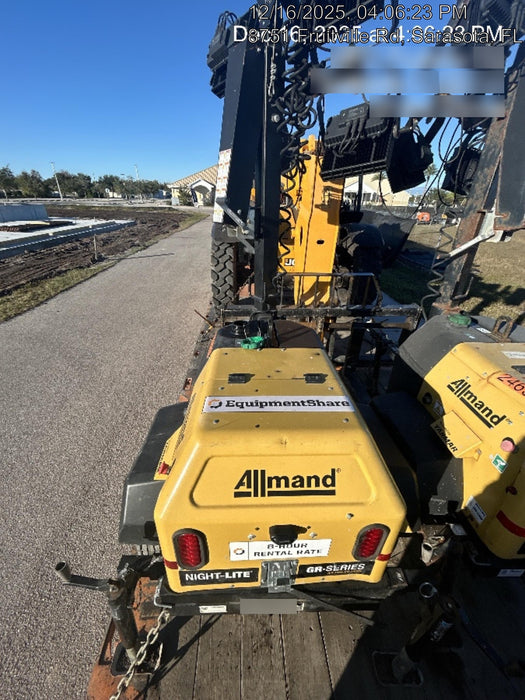 2022 Allmand NLV3GR (4) LED Light Fixture 350W, 23' Vertical Mast, 3kW Prime, Towable, ES Decals, T3