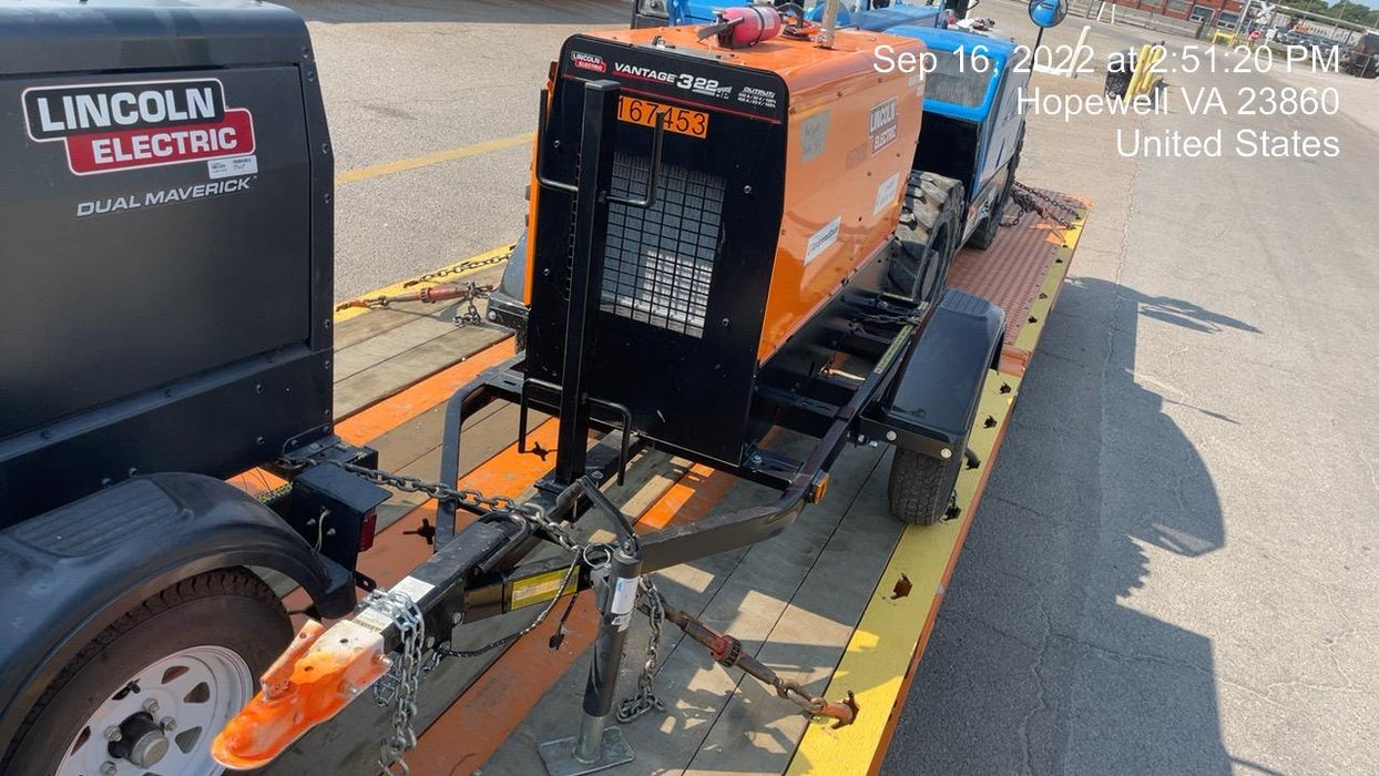 2021 Lincoln Electric Vantage 322 Vantage 322 Ready Pak 3 w/ Decals, ORANGE (includes trailer, cable rack, fender light kit) NO Telematics