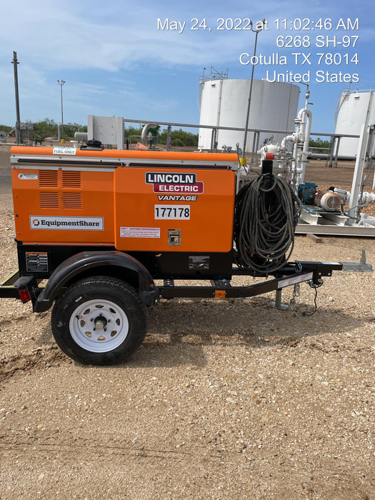 2021 Lincoln Electric Vantage 322 Vantage 322 Ready Pak 3 w/ Decals, ORANGE (includes trailer, cable rack, fender light kit) NO Telematics