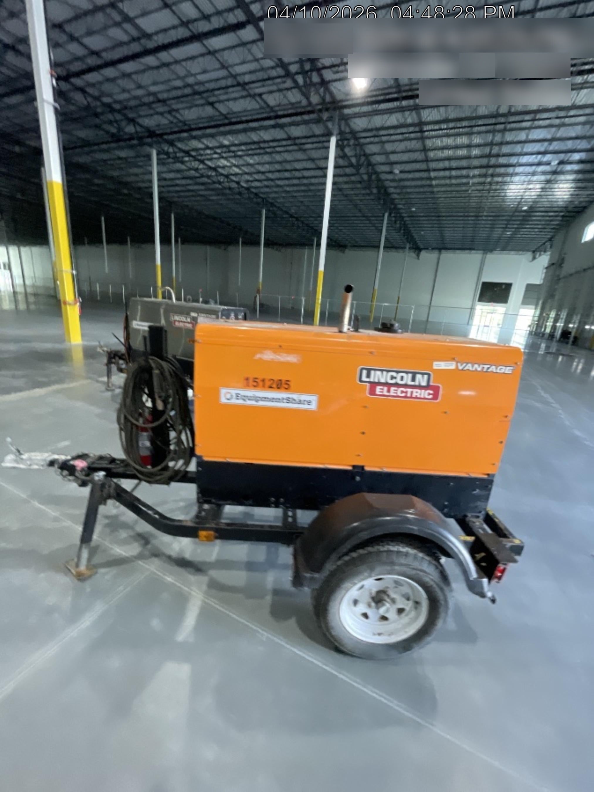 2021 Lincoln Electric Vantage 322 Vantage 322 Ready Pak 3 w/ Telematics & Decals, ORANGE (includes trailer, cable rack, fender light kit)