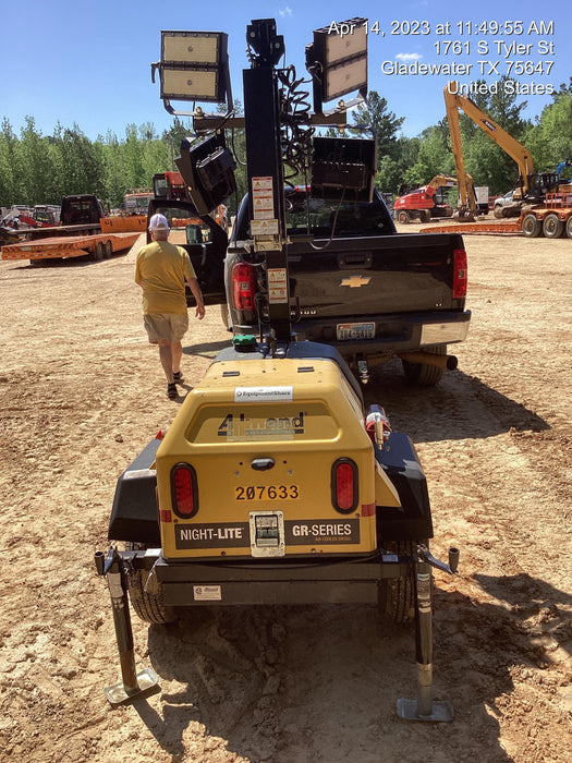 2022 Allmand NLV3GR (4) LED Light Fixture 350W, 23' Vertical Mast, 3kW Prime, Towable, Deep Sea L401, Leveling Jacks, Yanmar T4F 5.8hp