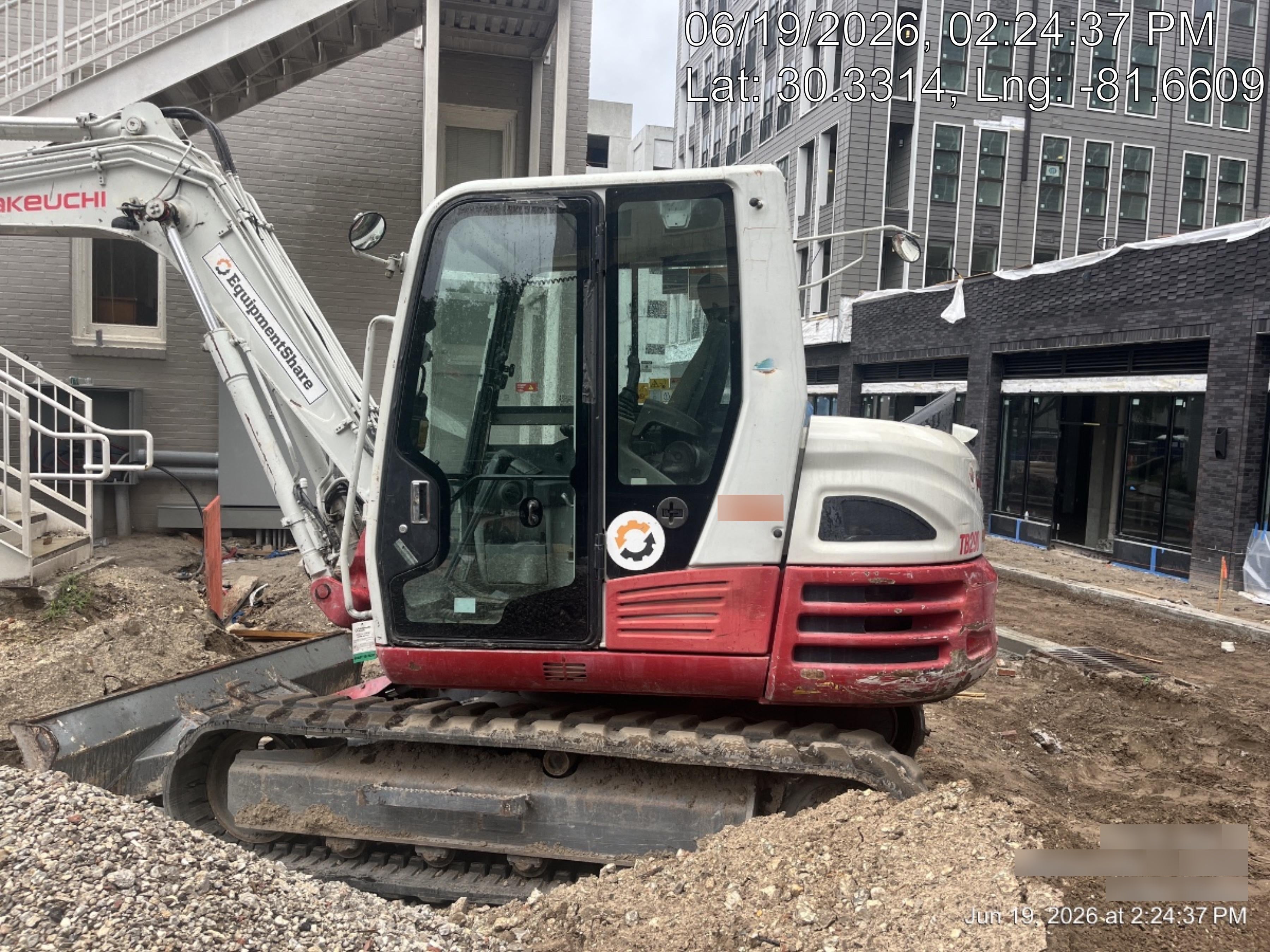 2019 Takeuchi TB290 Cab, AC, Rubber Tracks, Dozer Blade, Travel Alarm, Control Pattern Change Valve, Auxiliary Hydraulics w/18" Quick Coupler Bucket with teeth, 6.2 cu. ft. capacity/24" Quick Coupler Bucket with teeth, 8.6 cu. ft. capacity/36" Quick Coupler Bucket with teeth, 13.4 cu. ft. capacity, Quick Coupler, Hydraulic Thumb Installed