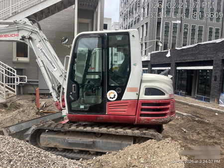 2019 Takeuchi TB290 Cab, AC, Rubber Tracks, Dozer Blade, Travel Alarm, Control Pattern Change Valve, Auxiliary Hydraulics w/18" Quick Coupler Bucket with teeth, 6.2 cu. ft. capacity/24" Quick Coupler Bucket with teeth, 8.6 cu. ft. capacity/36" Quick Coupler Bucket with teeth, 13.4 cu. ft. capacity, Quick Coupler, Hydraulic Thumb Installed