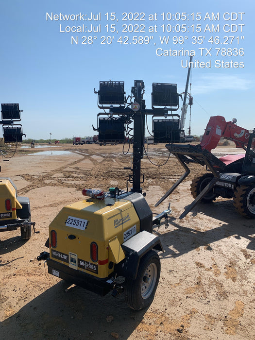 2022 Allmand NLV3GR (4) LED Light Fixture 350W, 23' Vertical Mast, 3kW Prime, Towable, Deep Sea L401, Leveling Jacks, Yanmar T4F 5.8hp