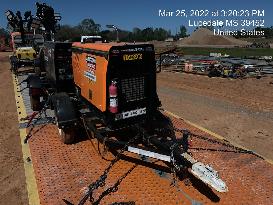 2021 Lincoln Electric Vantage 322 Vantage 322 Ready Pak 3 w/ Telematics & Decals, ORANGE (includes trailer, cable rack, fender light kit)