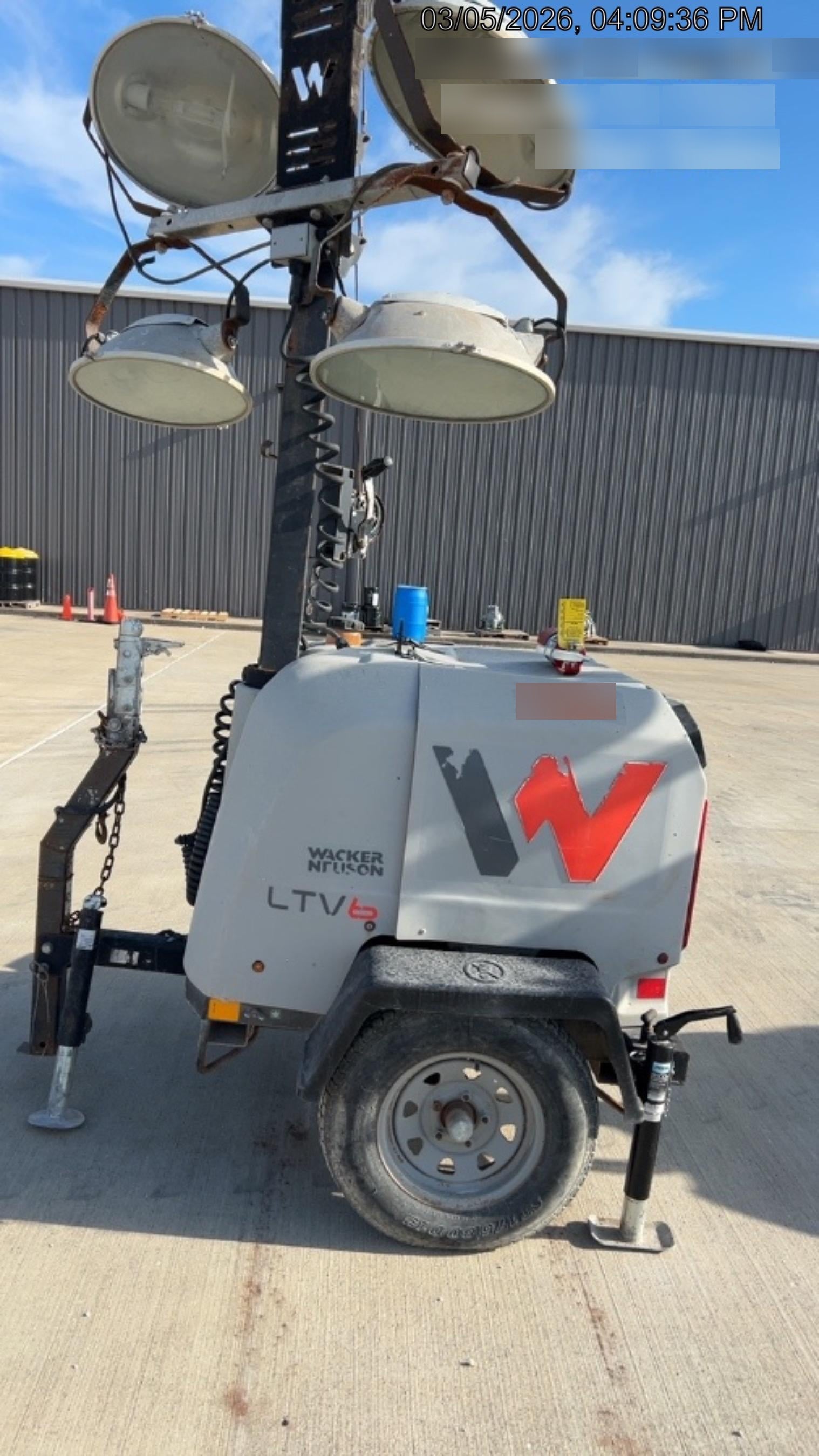 2019 Wacker Neuson LTV6L-MH Wacker Neuson LTV6L Mobile Light Tower w/Fuel Level Sensor Installed
