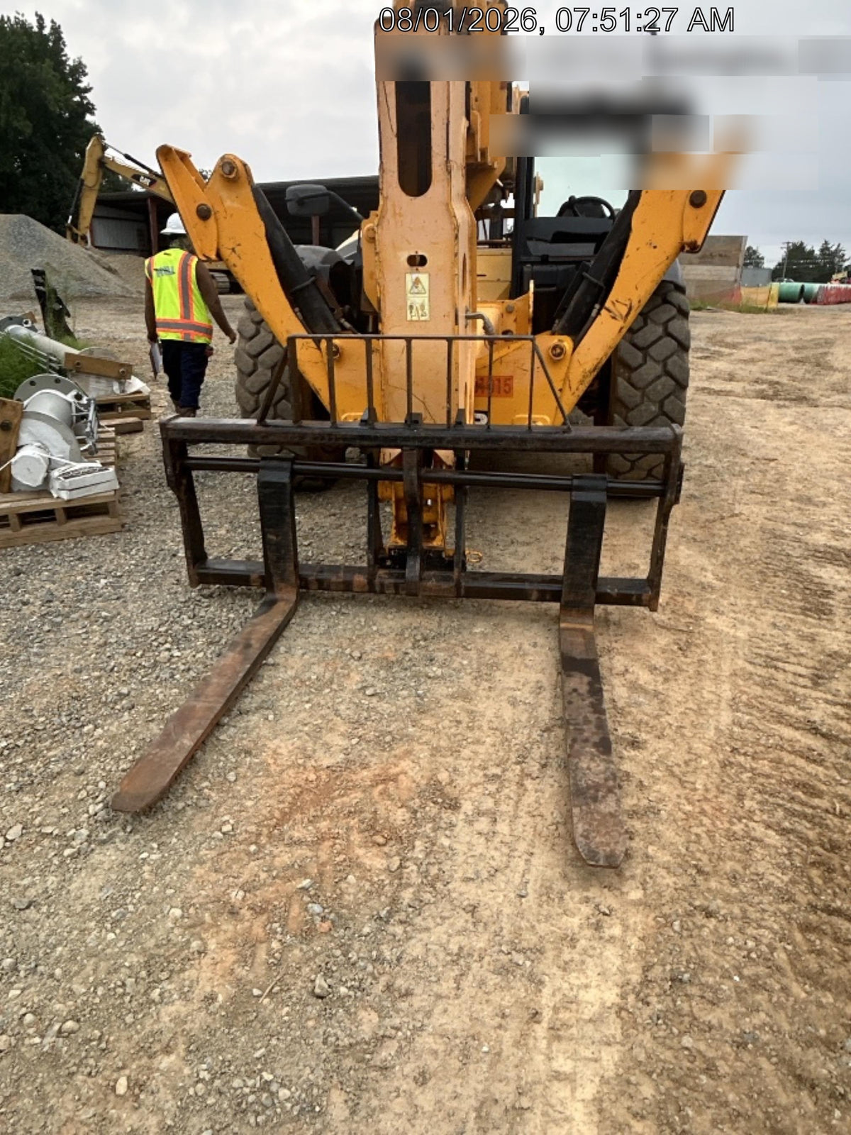 2019 JCB 510-56 Open ROPS, 74 HP, Solid Tires, Worklights, Beacon, Aux Hydraulics, Lifting Eye w/72" Carriage/60" Forks
