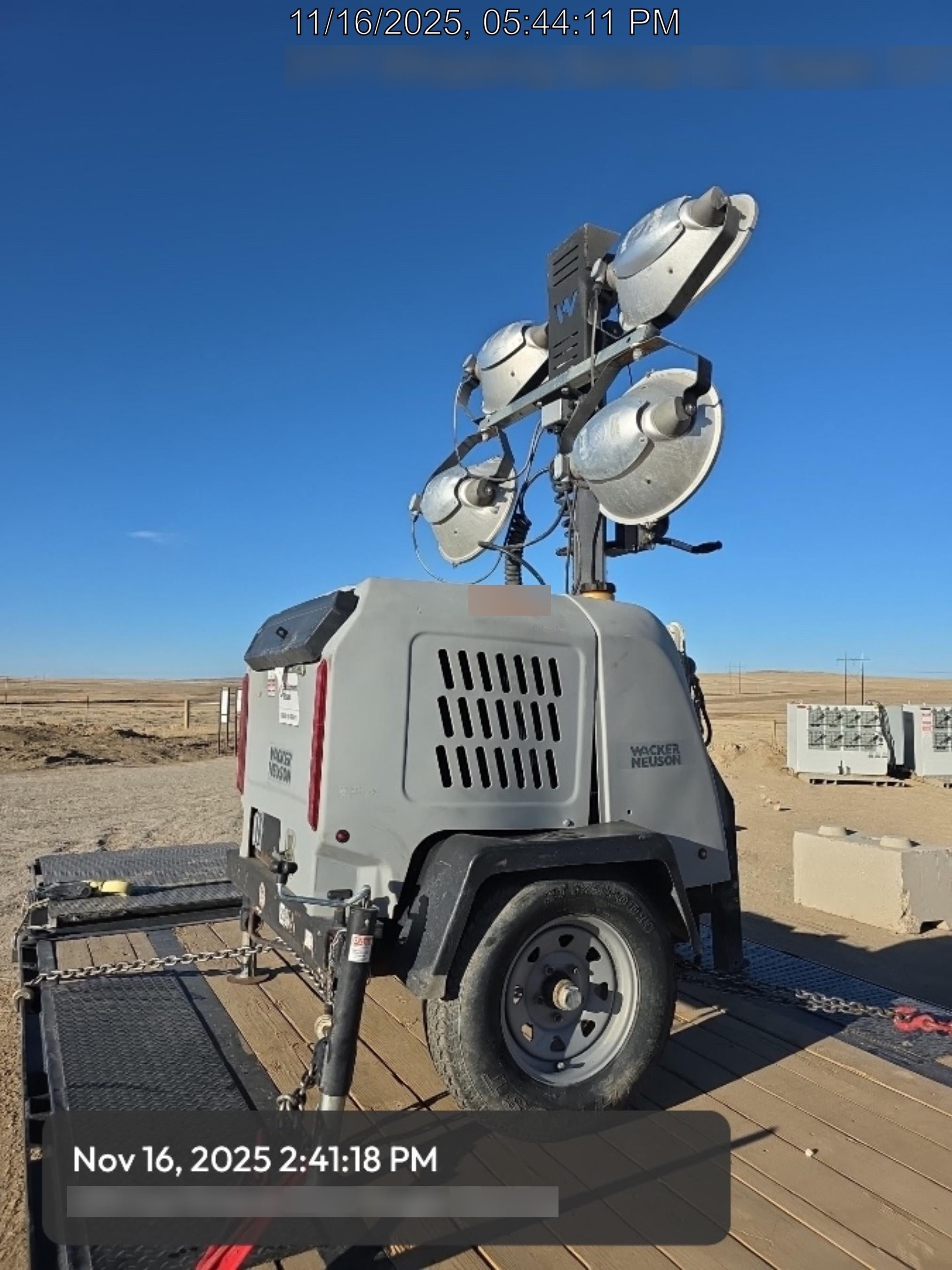 2018 Wacker Neuson LTV6L-MH Wacker Neuson LTV6L Mobile Light Tower w/Fuel Level Sensor Installed