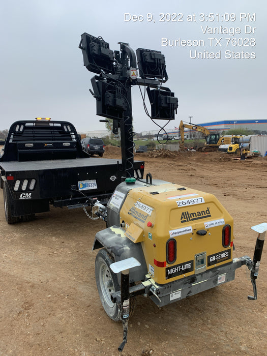 2022 Allmand NLV3GR (4) LED Light Fixture 350W, 23' Vertical Mast, 3kW Prime, Towable, ES Decals, T3