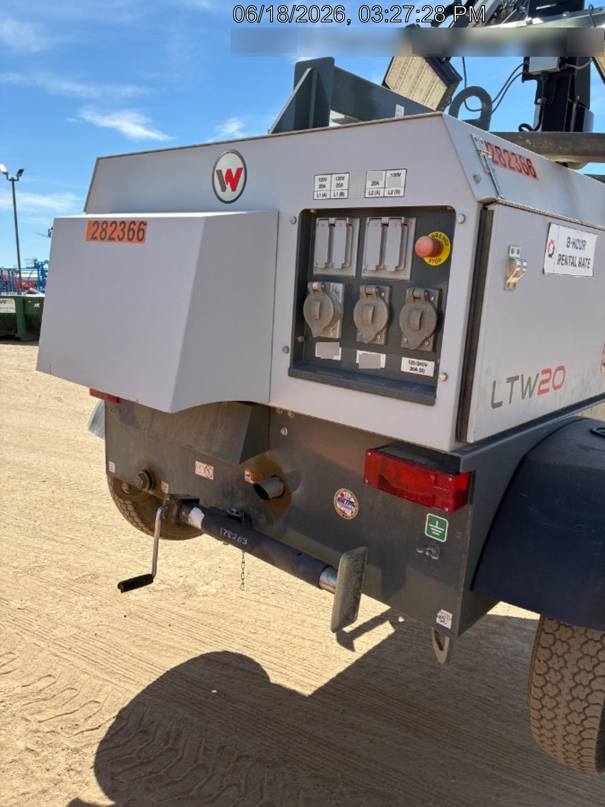 2022 Wacker Neuson LTW20Z1 Isuzu Dsl. Engine, 23' Mast, (4) 300W LED Lights, CWK, Programmable Dawn to Dusk, 360 Deg. Rotation, 57 Gal. Tank, Trailer Mounted