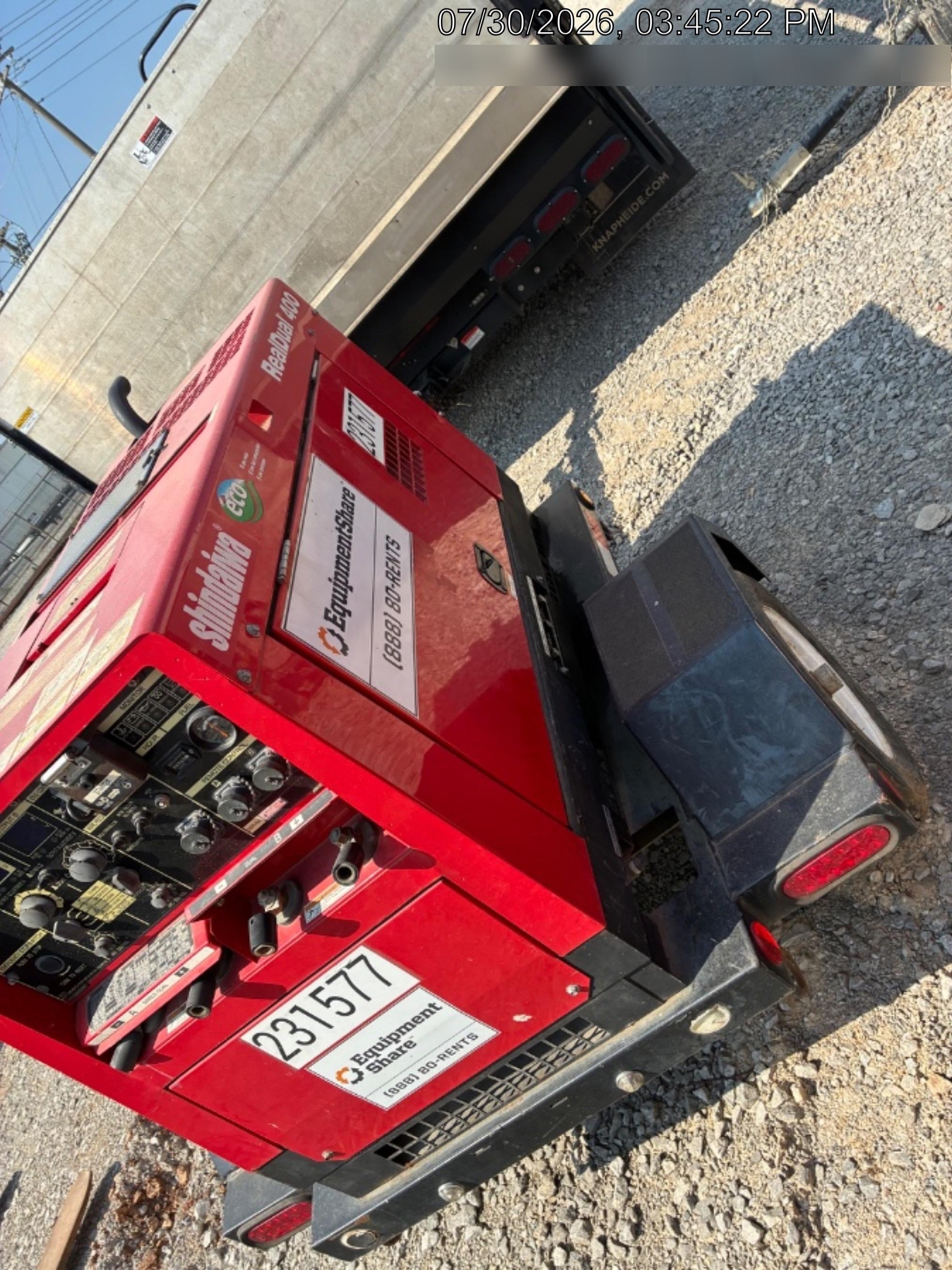 2022 Shindaiwa DGW400MDL Kubota D902 Engine, 23 HP, Dual Op Welder, Wire, Arc, Droop Stick, Tig, and CC Stick Functionality, Simulphase, 3 Phase and 1 Phase Gen Output, Single Axle NB Trlr, Slr Trckl Chrg 12V 12W, Fire Ext