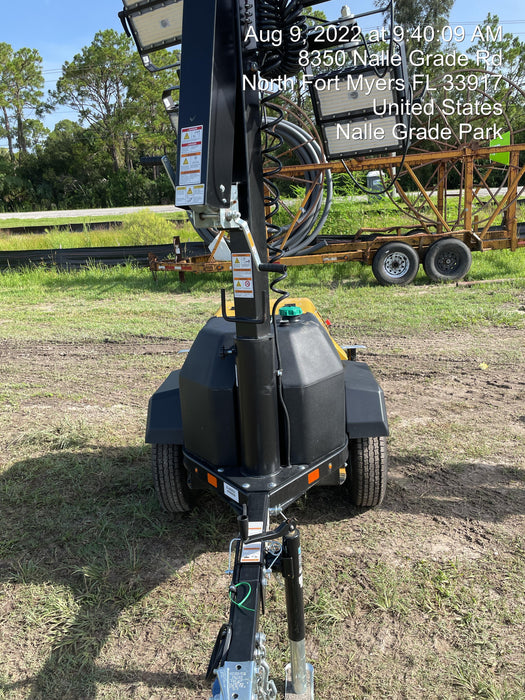 2022 Allmand NLV3GR (4) LED Light Fixture 350W, 23' Vertical Mast, 3kW Prime, Towable, Deep Sea L401, Leveling Jacks, Yanmar T4F 5.8hp