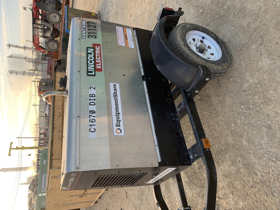 2019 Lincoln Electric Vantage 322 Welder Ready-Pak 3, Two wheel trailer, Fender and Light kit, Cable Rack