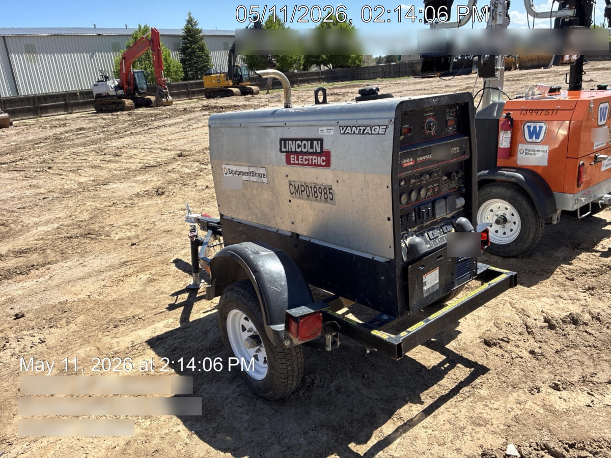 2020 Lincoln Electric Vantage 322 Welder Ready-Pak 3, Two wheel trailer, Fender and Light kit, Cable Rack