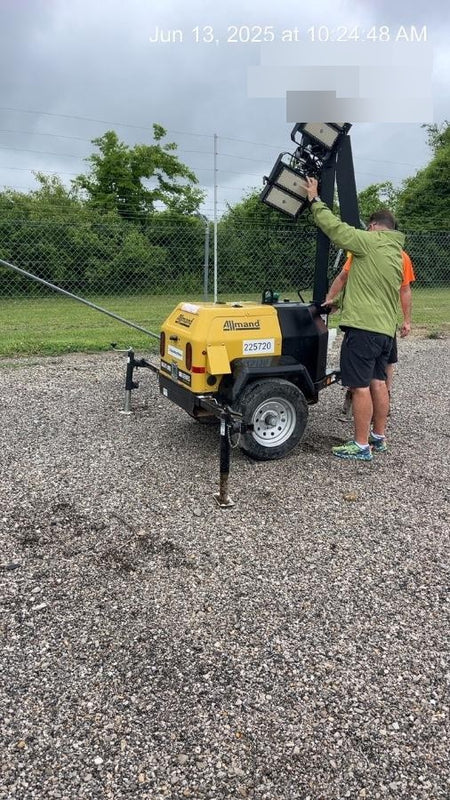 2022 Allmand NLV3GR (4) LED Light Fixture 350W, 23' Vertical Mast, 3kW Prime, Towable, Deep Sea L401, Leveling Jacks, Yanmar T4F 5.8hp