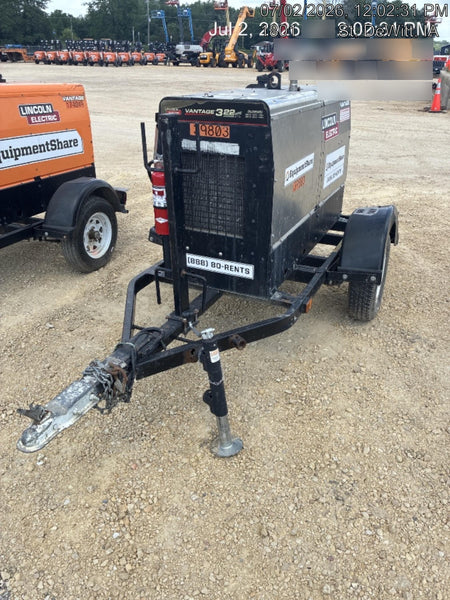 2019 Lincoln Electric Vantage 322 Welder Ready-Pak 3, Two wheel trailer, Fender and Light kit, Cable Rack