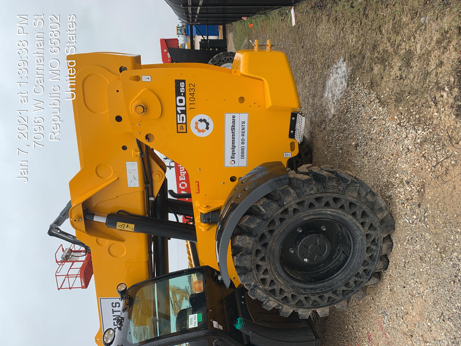 2020 JCB 510-56 Canopy, Solid Tires, Work Lights, Beacon, Aux Hydraulics, Back up Alarm, Lifting Eye, ES Decals