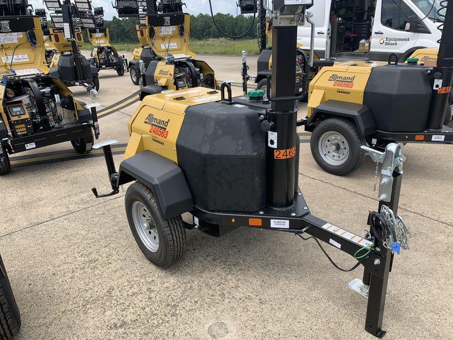 2022 Allmand NLV3GR (4) LED Light Fixture 350W, 23' Vertical Mast, 3kW Prime, Towable