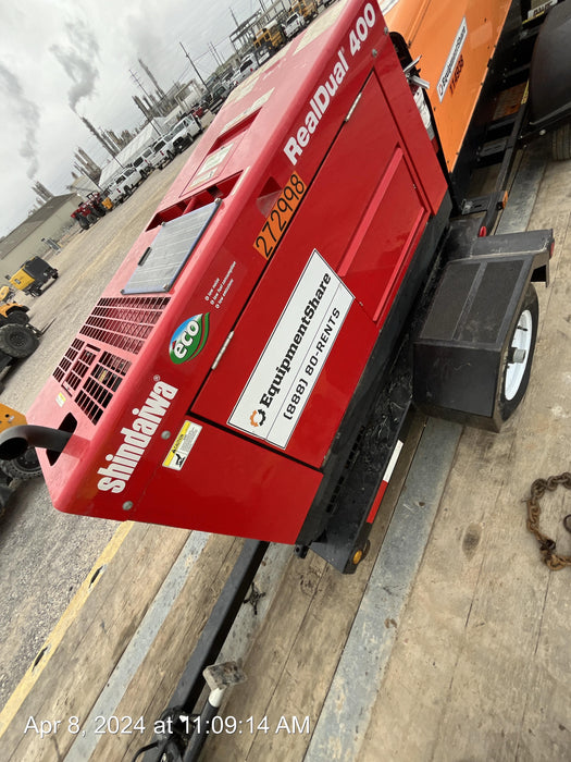 2022 Shindaiwa DGW400MDL Kubota D902 Engine, 23 HP, Dual Op Welder, Wire, Arc, Droop Stick, Tig, and CC Stick Functionality, Simulphase, 3 Phase and 1 Phase Gen Output, Single Axle NB Trlr, Slr Trckl Chrg 12V 12W, Fire Ext