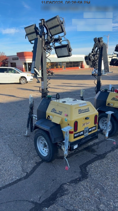 2022 Allmand NLV3GR (4) LED Light Fixture 350W, 23' Vertical Mast, 3kW Prime, Towable, Deep Sea L401, Leveling Jacks, Yanmar T4F 5.8hp