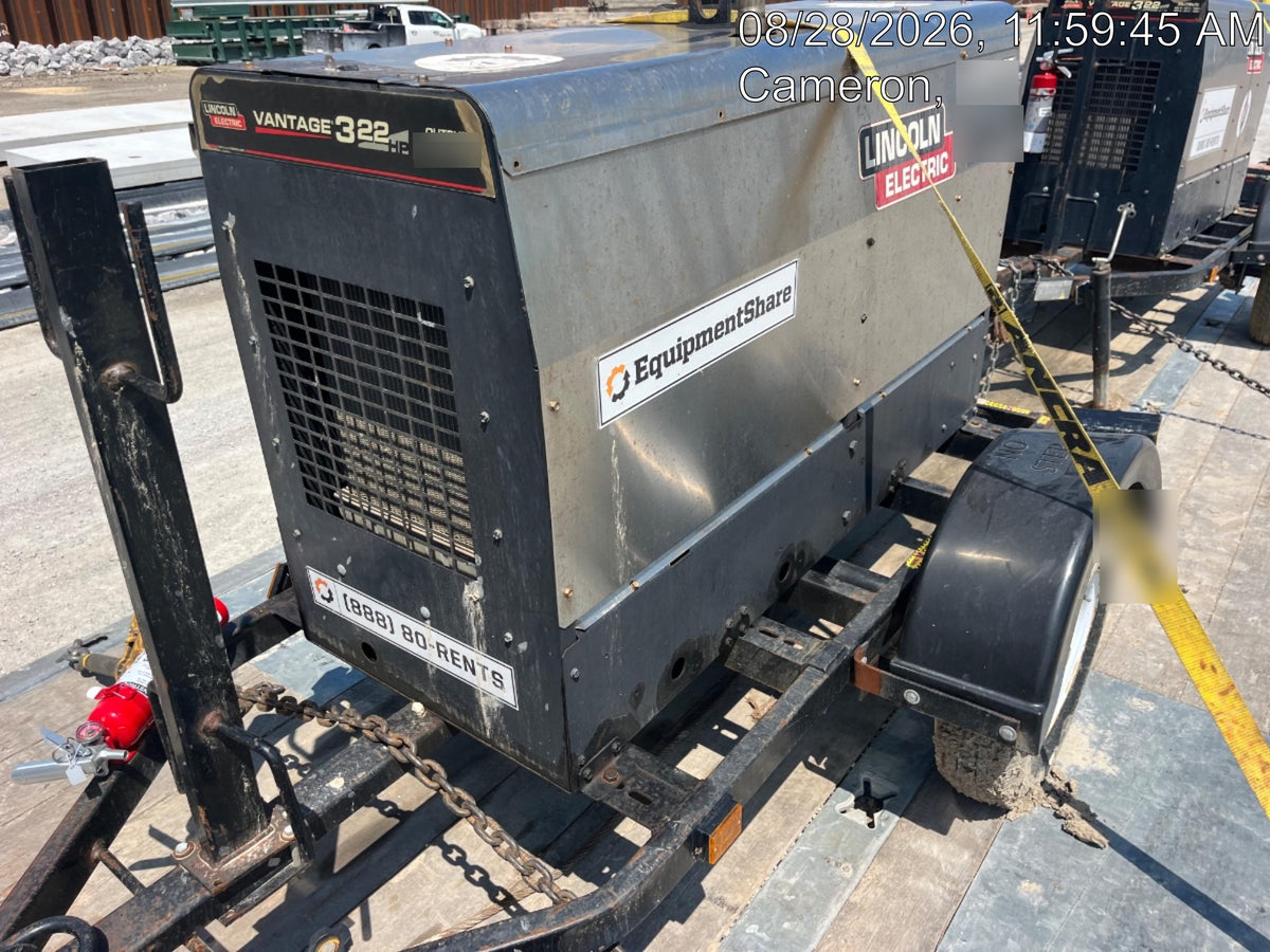 2019 Lincoln Electric Vantage 322 Ready-Pak 3, Two Wheel Trailer, Fender and Light Kit, Cable Rack