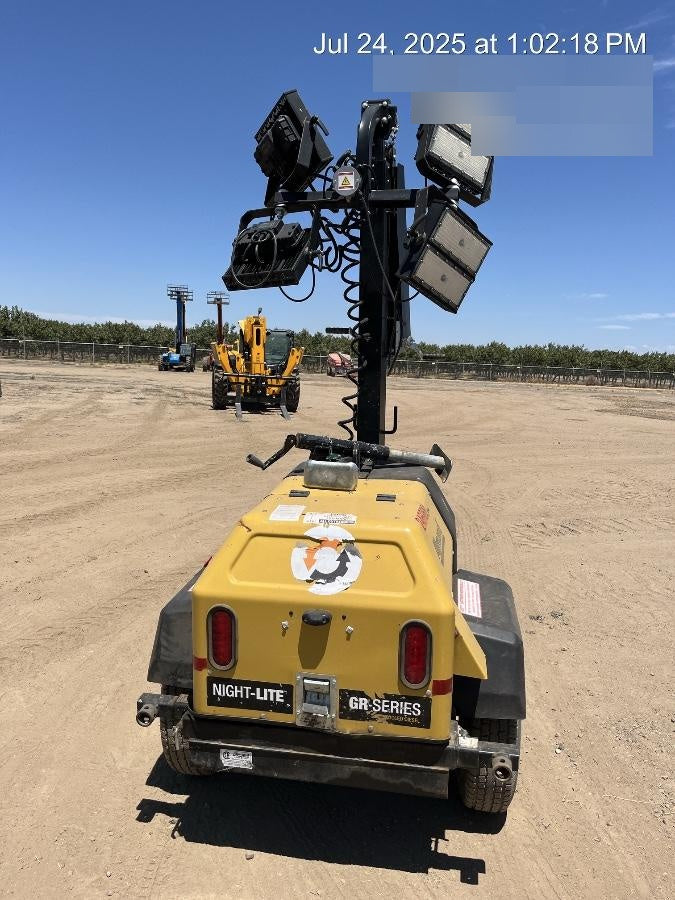 2022 Allmand NLV3GR (4) LED Light Fixture 350W, 23' Vertical Mast, 3kW Prime, Towable, ES Decals, T3