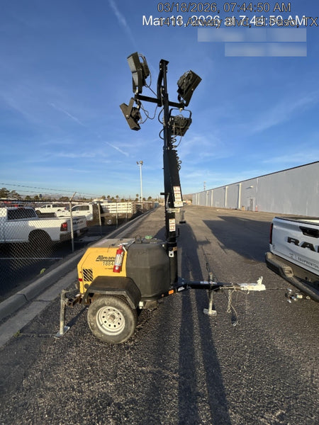 Allmand NLV3GR (4) LED Light Fixture 350W, 23' Vertical Mast, 3kW Prime, Towable, Deep Sea L401, Leveling Jacks, Yanmar T4F 5.8hp