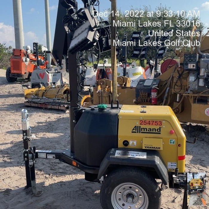 2022 Allmand NLV3GR (4) LED Light Fixture 350W, 23' Vertical Mast, 3kW Prime, Towable, ES Decals, T3