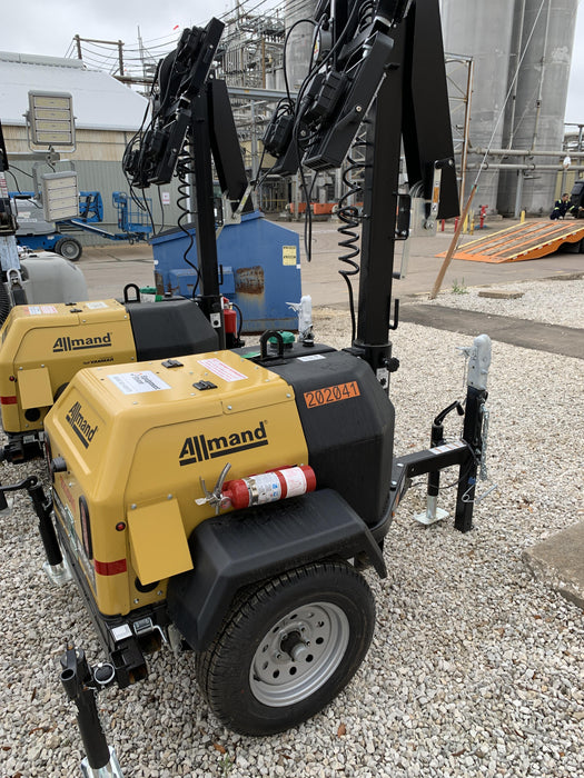 2022 Allmand NLV3GR (4) LED Light Fixture 350W, 23' Vertical Mast, 3kW Prime, Towable, Deep Sea L401, Leveling Jacks, Yanmar T4F 5.8hp